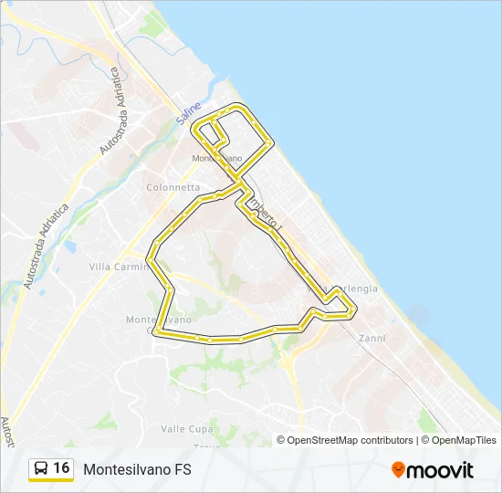 16 Bus Line Map