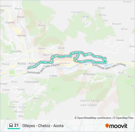 21 Bus Line Map