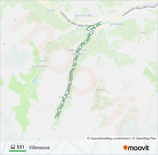 531 Bus Line Map