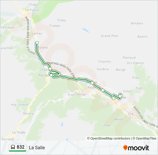 832 Bus Line Map