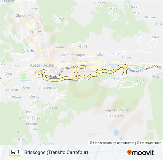 Percorso linea bus 1