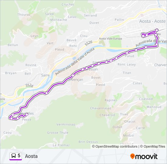 Percorso linea bus 5