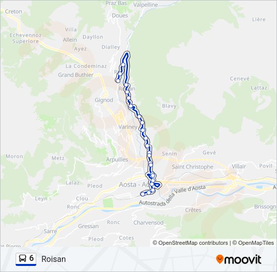 Percorso linea bus 6