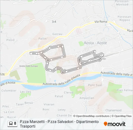 8 Bus Line Map