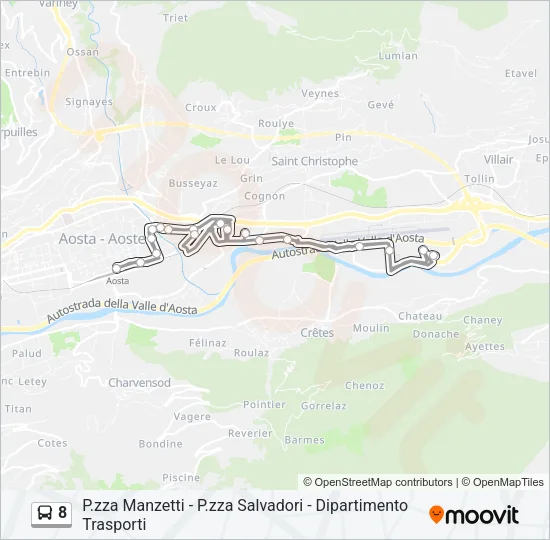 Percorso linea bus 8