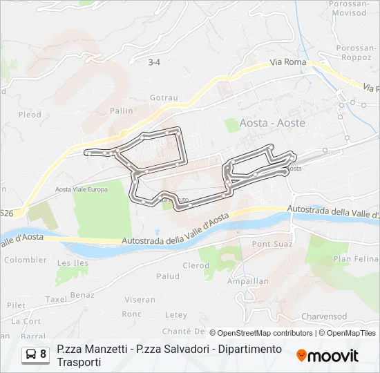 8 Bus Line Map