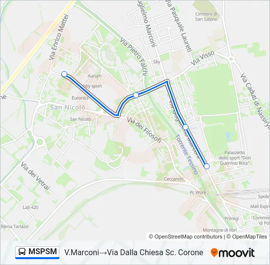 Percorso linea bus MSPSM
