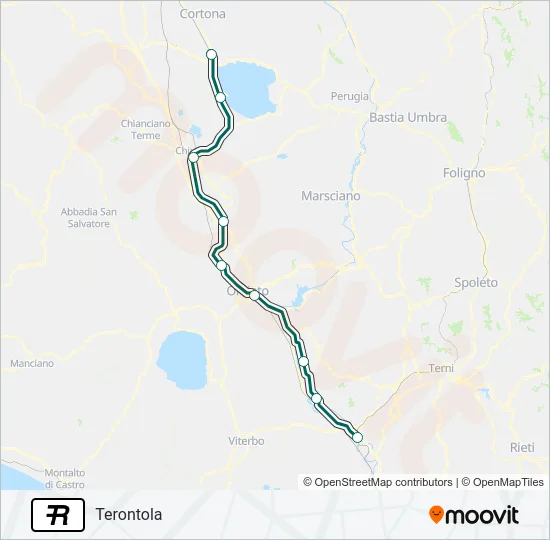 Percorso linea treno R