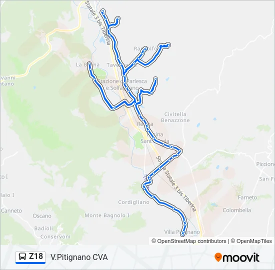 Z18 Bus Line Map