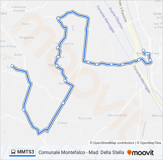 Percorso linea bus MMTS3