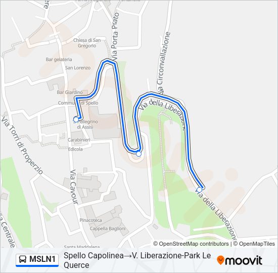 Percorso linea bus MSLN1