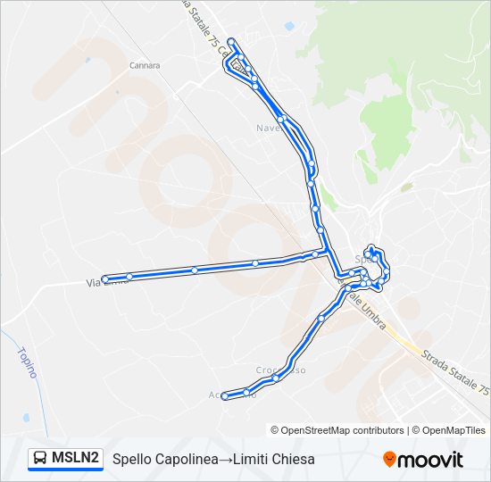 Percorso linea bus MSLN2