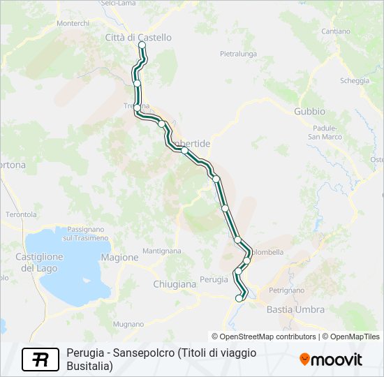 Percorso linea treno R