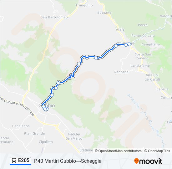 E205 bus Line Map