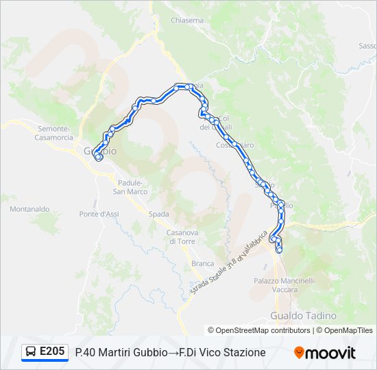 Percorso linea bus E205