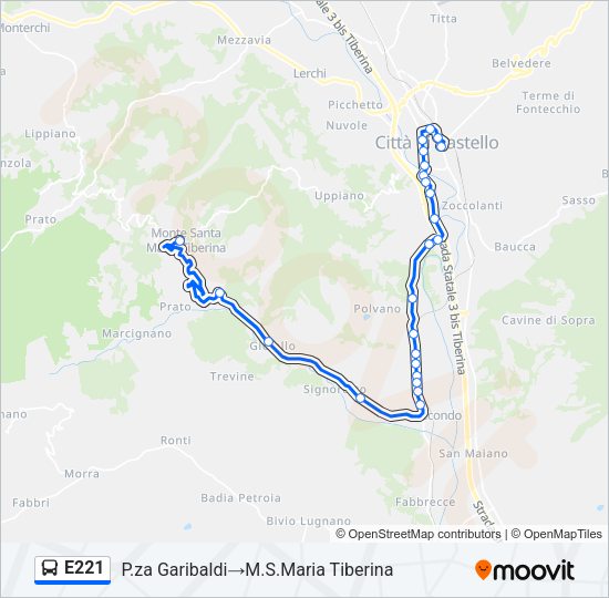 Percorso linea bus E221