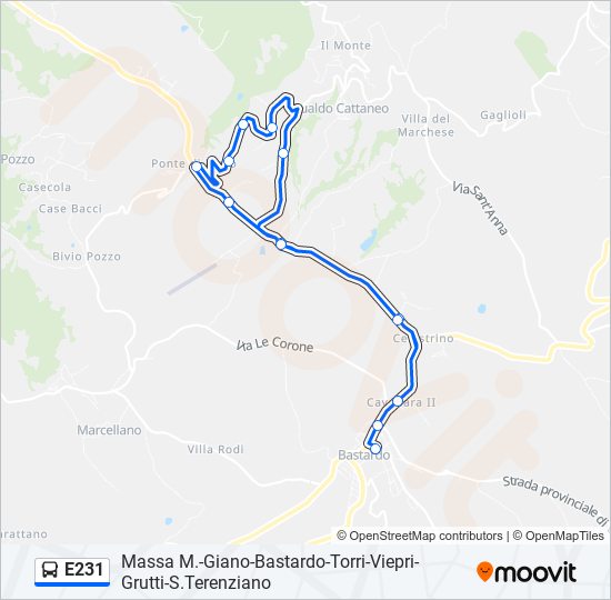 E231 bus Line Map