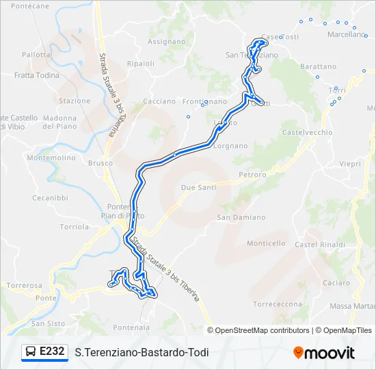 E232 Bus Line Map