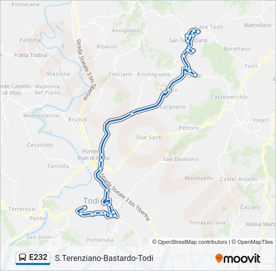 E232 Bus Line Map