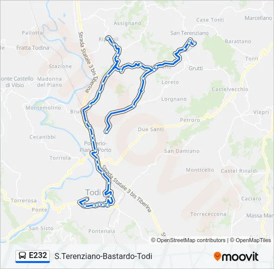 E232 Bus Line Map