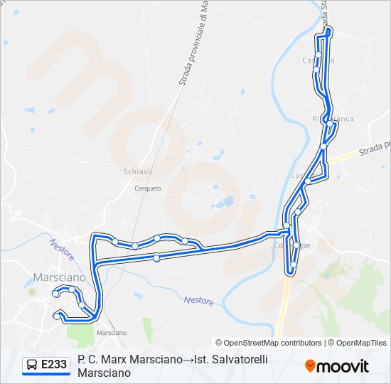 E233 bus Line Map