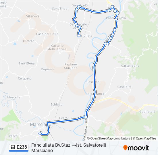E233 bus Line Map