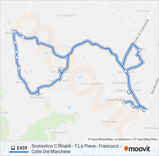 E439 bus Line Map