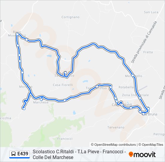Percorso linea bus E439