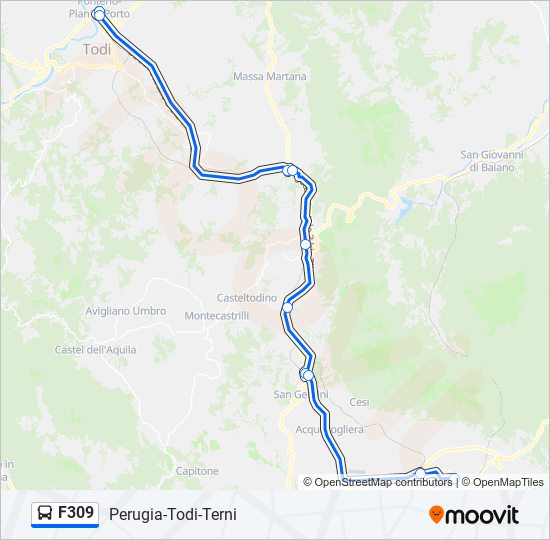 Percorso linea bus F309