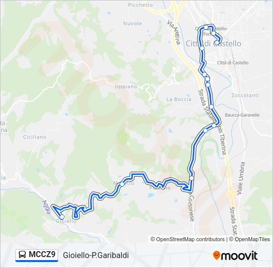 Percorso linea bus MCCZ9