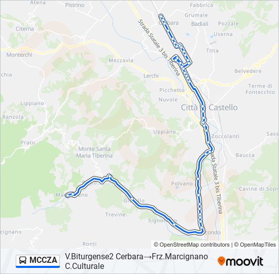 MCCZA bus Line Map