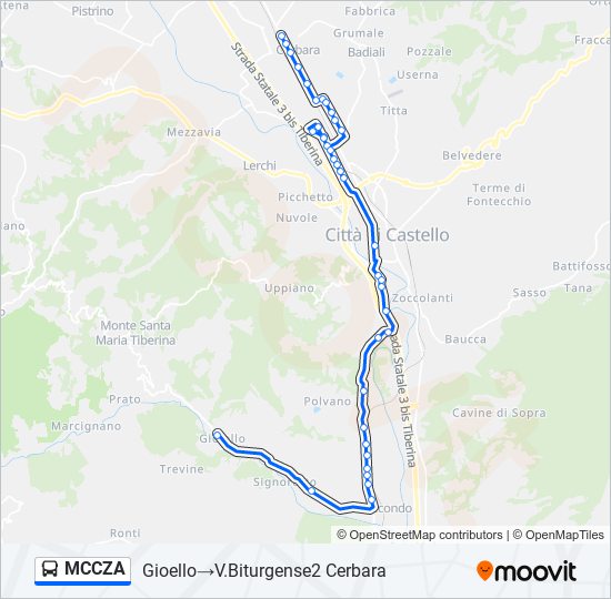 MCCZA bus Line Map