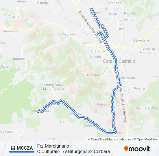 Percorso linea bus MCCZA