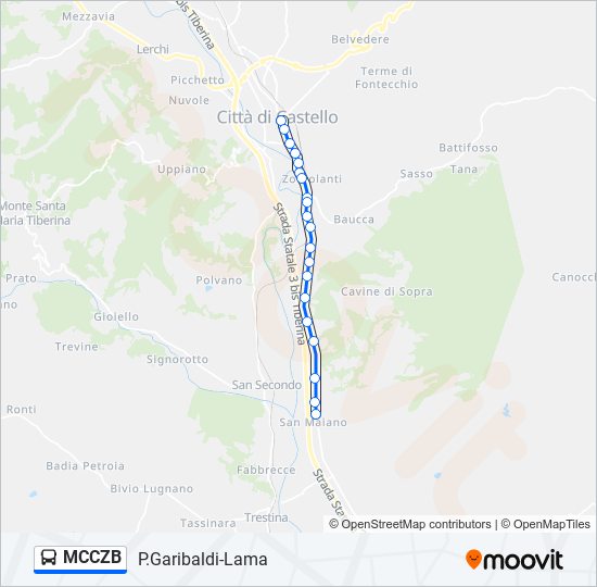 Percorso linea bus MCCZB