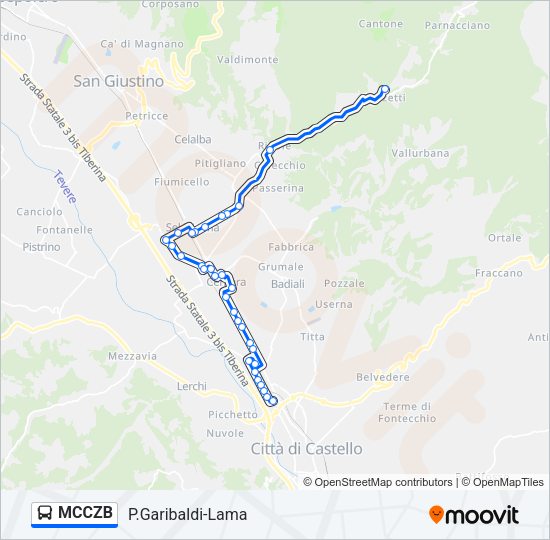 Percorso linea bus MCCZB