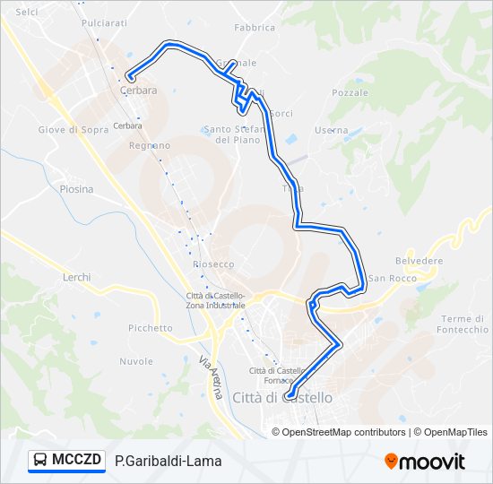 Percorso linea bus MCCZD