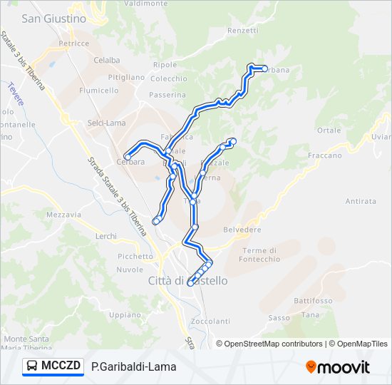 Percorso linea bus MCCZD