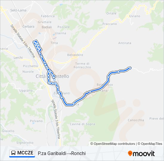 Percorso linea bus MCCZE