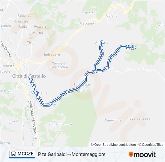Percorso linea bus MCCZE
