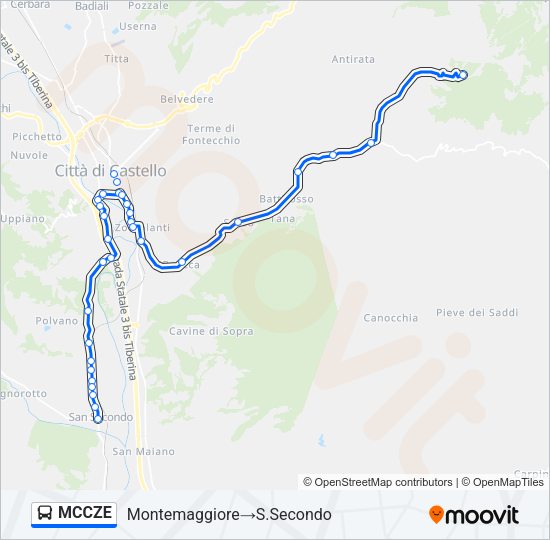Percorso linea bus MCCZE