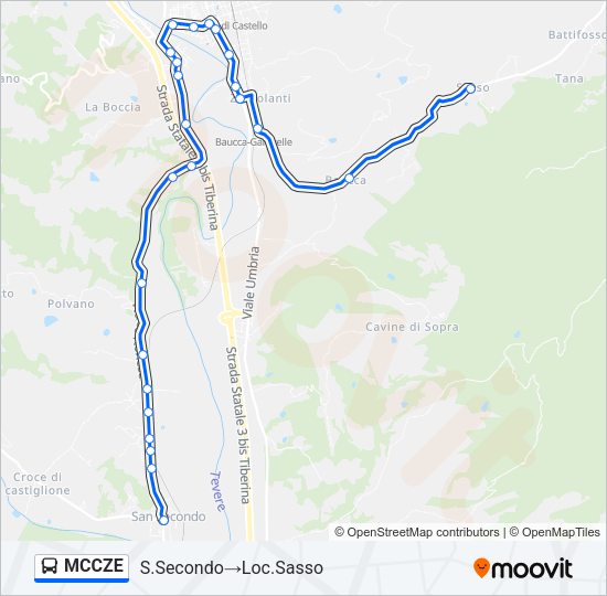 Percorso linea bus MCCZE