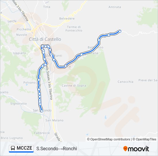 Percorso linea bus MCCZE