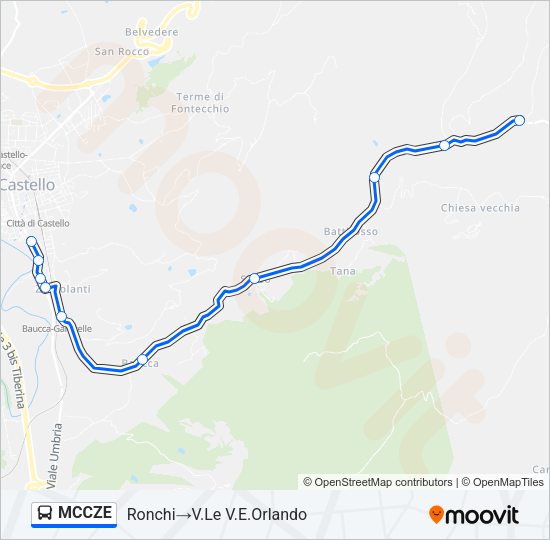 Percorso linea bus MCCZE