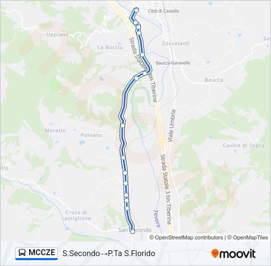 Percorso linea bus MCCZE