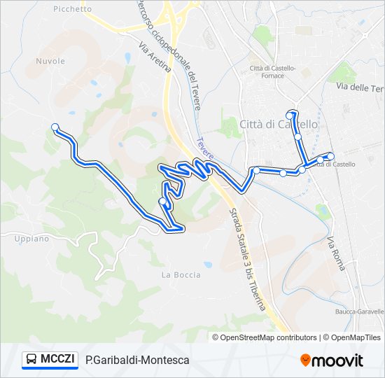 Percorso linea bus MCCZI