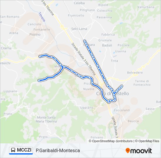 Percorso linea bus MCCZI