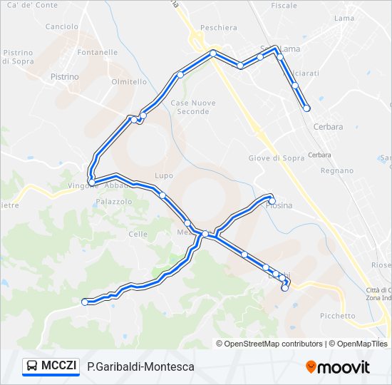 Percorso linea bus MCCZI