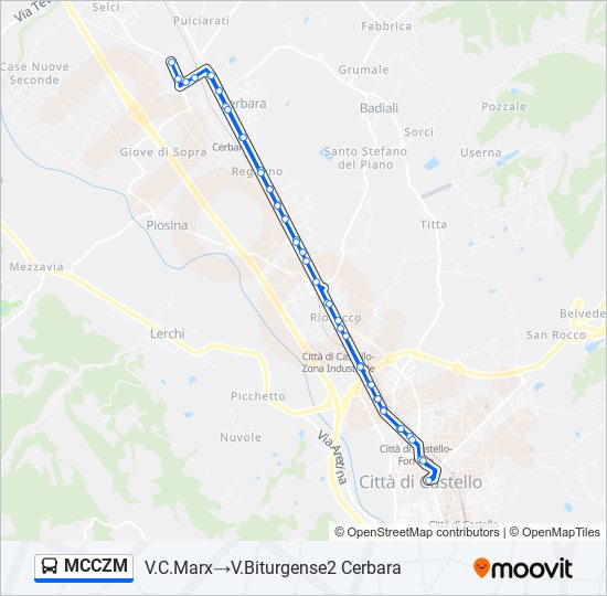 Percorso linea bus MCCZM