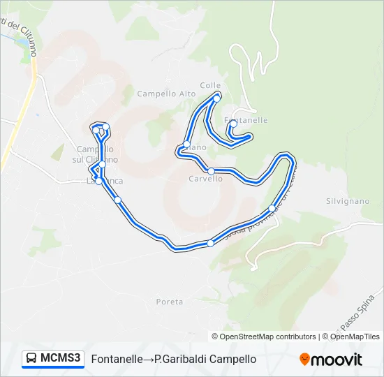 Percorso linea bus MCMS3