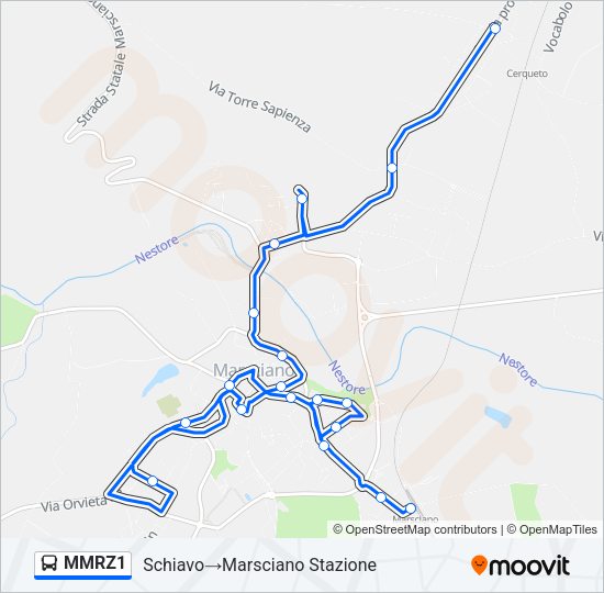 Percorso linea bus MMRZ1